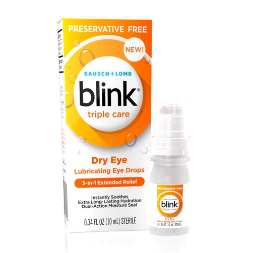 Blink Triple Care Preservative Free Lubricating Eye Drops - Clinically Proven 3-in-1 Relief for Dry Eyes with Hyaluronic Acid & Lipid Nano-Emulsion, Up to 10 Hours of Relief*