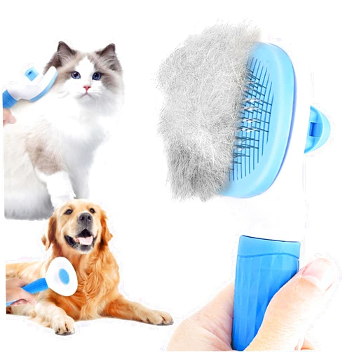 PUPTILY Cat Brush Self Cleaning Slicker Brush with Release Button, Dog Brush for Long or Short Haired Pets, Cat Comb Dog Shedding Brush for Pet Massage, Brush Tool Easy to Remove Loose Undercoat