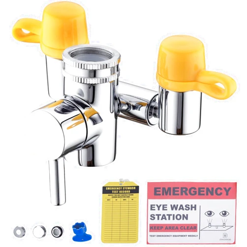 TD TIDYENDURE TIDYENDURE Faucet Mounted Eyewash Station with Cover, Faucet Mounted Emergency Eye Wash Station Sink Attachment, Eye Wash Kit, Eye Wash Unit for Lab, Factory, Industry Site, Workshop, Office and Home