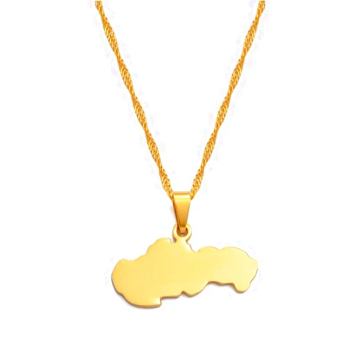 YZyizhen Slovakia Map Pendant Necklace - Slovenska Ethnic Style Country Outline Charm Thin Chain Dainty Patriotic Jewelry, Hip-Hop Women/Men/Girl Unisex Gifts