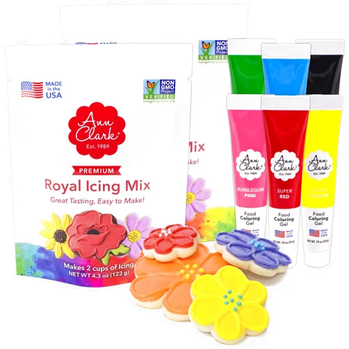 Ann Clark Cookie Cutters Cookie Decorating Set with Royal Icing Mix and Food Coloring Gel