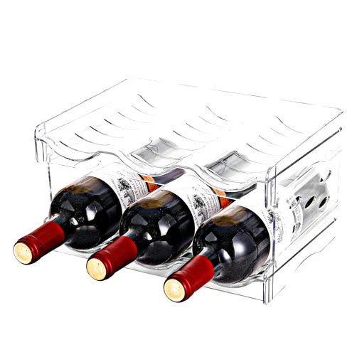Baosia Stackable Wine Rack,Wine Bottle Holder for Inside Cabinet,for Pantry,Refrigerator,Countertop Organization-2 Tiers for 6 Bottles