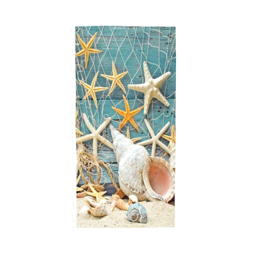 SWADAZA Starfish and Seashell Tropical Ocean Beach Hand Towel, Cotton Highly Absorbent Lightweight Towel Perfect for Bathroom Gym Yoga Spa Pool 15