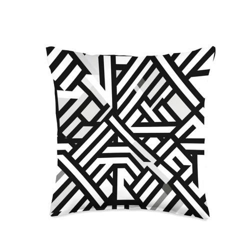 Oeiras Design Studio Contemporary Black and White Motif Throw Pillow, 16x16, Multicolor