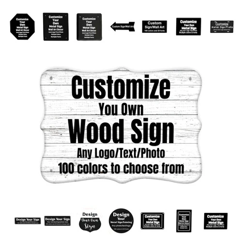 NALAHOME Personalized Wood Signs, 12x8 inch Customized Wooden Board, Custom Rustic Signs for Family Home Kitchen, Wall Art Decor, Irregular Wooden Signs Customizable, Multiple Colors Optional