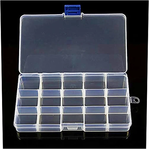 ZONGR Portable Organizer 15-Fixed Compartments Clear Plastic Jewelry Box Organizer Storage Container