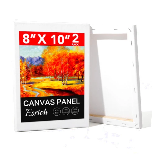 ESRICH Stretched Canvas for Painting, 2 Pack 8x10 Canvas Value Pack, Primed Acid-Free Cotton Blank Canvas, Paint Canvases for Oil & Acrylic Paint.