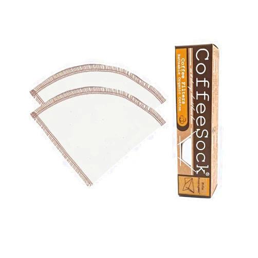 CoffeeSock 'The Original' Reusable Organic Cotton Coffee Filters - Made to fit Miir® Pouragami (2 Filters) - Made in the USA - Ultra-Durable - Eco-Friendly Compostable Cloth- POUR