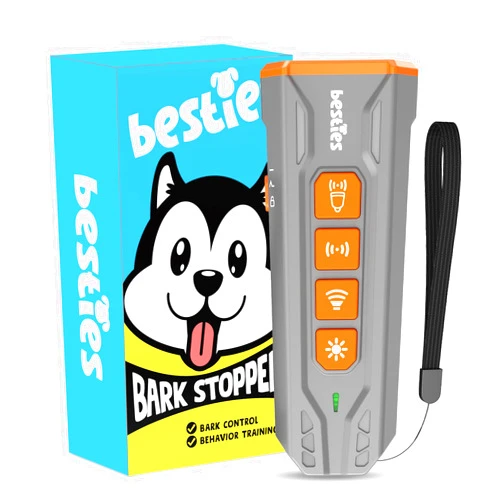 BESTIES Dog Bark Deterrent Device, Dog Training Tool, Anti Bark Device for Dogs, Barking Silencer Indoor & Outdoor, Rechargeable, Alternative to Anti Bark Collar, BARK Stopper V1