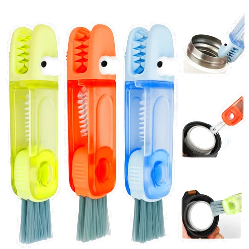 Enwokran Cup Lid Gap Cleaning Brush, 3 in 1 Multifunctional Insulation Bottle Cleaning Tools Silicone Gap Cup Rim Brush for Bottle Gap Tight Spaces Cup Home Kitchen Cleaning Tool (3 Packs_B)