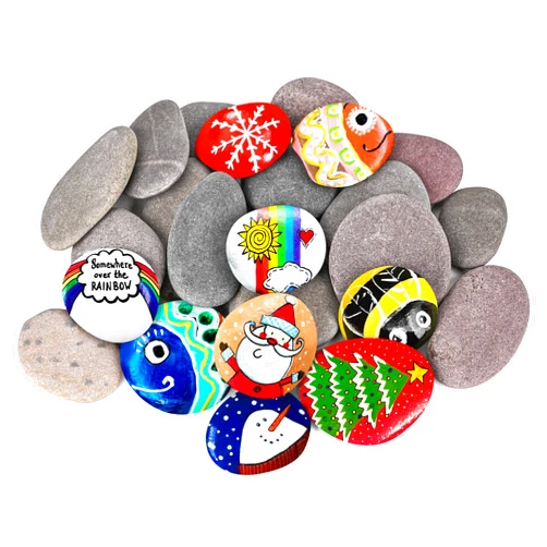 Dojobkinb River Rocks for Painting 25 Pcs Large 2-3 Inch Flat Smooth Painting Stones Craft Rock to Paint for Kids Crafts Painting Bulk
