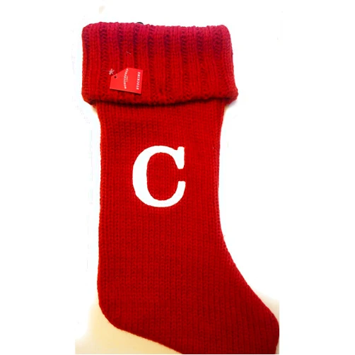 Wondershop Christmas Holiday Red Thick Knit Stocking Monogram Letter C Measures 19