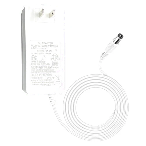 Icever 12V Power Supply Adapter, 5A 60W Wall Plug Switching Transformer, AC 100-240V Converter to DC 12 Volt White LED Driver Adaptor with 5.5x2.1/2.5mm Connector for led Strip Light (ETL Certificated)