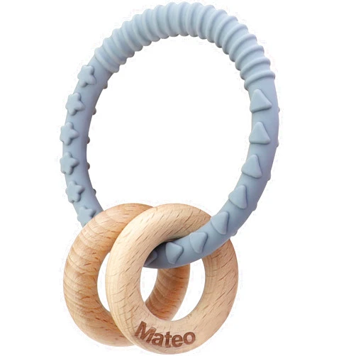 Panny & Mody Personalized Silicone Teether Rattle with Name, Custom Rings for Infant Girls (Grey)