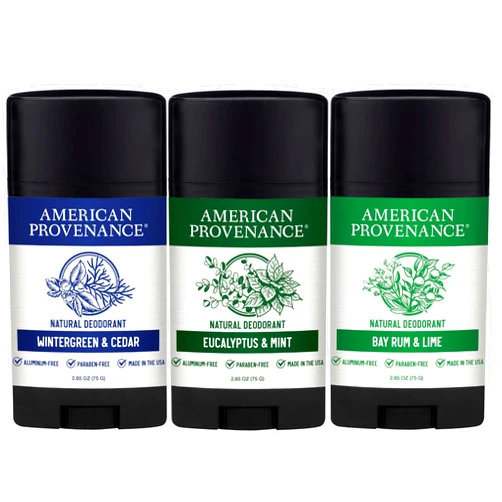 American Provenance Wintergreen & Cedar, Eucalyptus & Mint and Bay Rum & Lime Deodorant Bundle