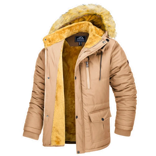 MAGCOMSEN Men's Winter Coat Fleece Lined Parka Jacket Hooded Puffer Jacket Thicken Warm Fur Coat Men Outerwear