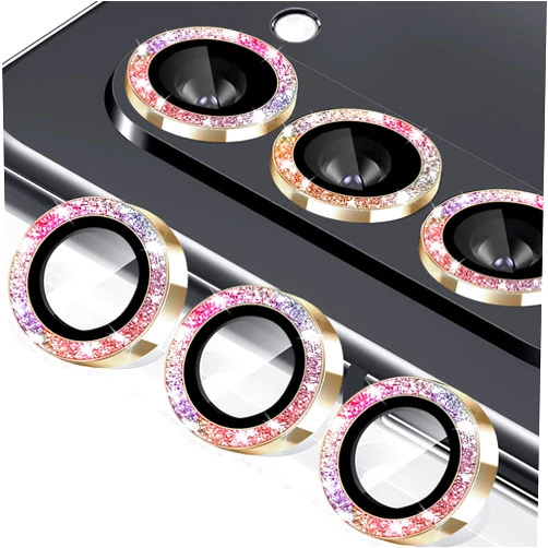 Kanosan for Galaxy Z Fold 6 Camera Lens Protector Bling Glitter Individual Aluminium Alloy Ring 9H Tempered Glass Decorative Accessories Camera Cover for Samsung Galaxy Z Fold 6 Glitter Colorful