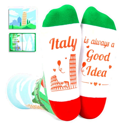 HAPPYPOP Funny Italy Gifts Italian Gifts; Travel Traveler Gifts for Men Women, Travel Italian Italy Socks