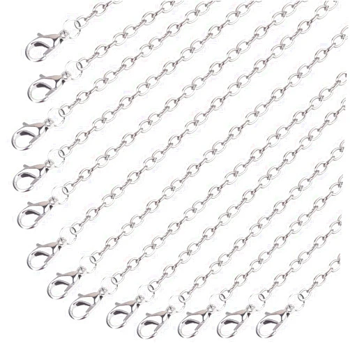 Minelife 30 Pcs Stainless Steel Necklace Chain Bulk, Jewelry Making Chains Necklace Silver Plated Chains Link Cable Chain Necklace for Jewelry Making (18Inch, 2mm)