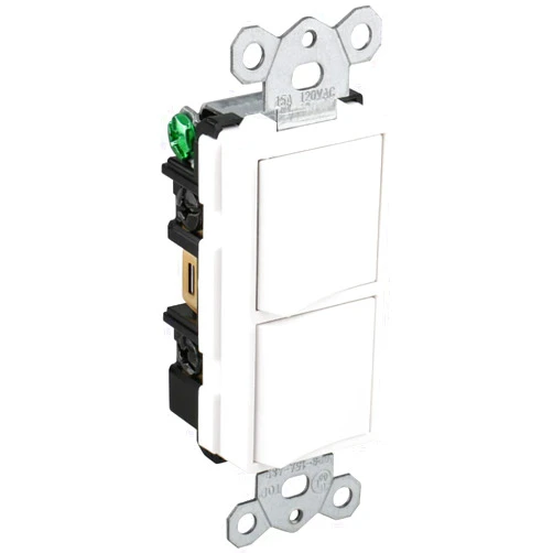 Baomain Duplex Rocker switch 15 Amp, 120 Volt, Single-Pole AC Combination Switch, Commercial Grade, Grounding, UL & CUL White (6PCS)