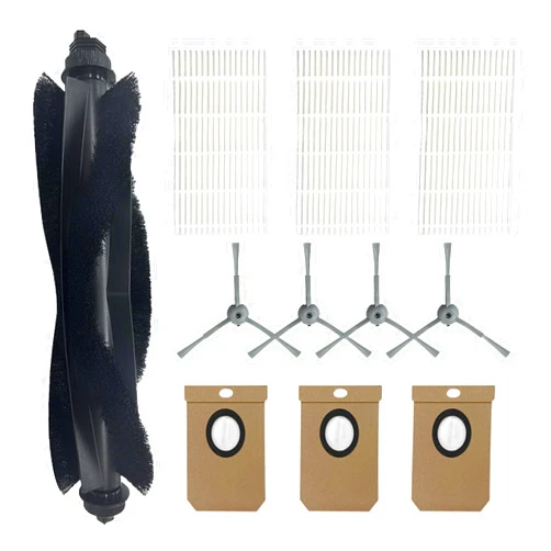 YERXPAFT Replacement Spare Accessories for eufy Clean L50 / L60 / L60 Hybrid Self-Empty Station Robot Vacuum Cleaner 1 Main Brush 4 Side Brush 3 HEPA Filter 3 Dust Bags Parts (11 Pack)