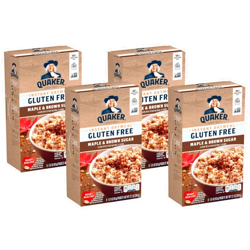 Quaker, Gluten Free Instant Oatmeal, Maple & Brown Sugar, 8 Ct (Pack of 4)