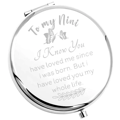 TIIMG Nini Gifts for Grandma Grandmother Mother’s Day Compact Mirror Gift Best Nini Ever Gift (to My Nini)