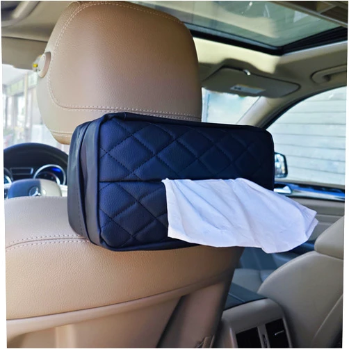JFOMOYGI Car Tissue Holder for 120 Standard Tissue,Leather PU Tissues Box Cover for Car Backseat,Extra Large Rectangle Napkin Holder Soft Rectangular,Fits for Kleenex tissues,for Storage& Organization (Black)