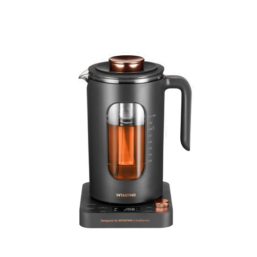 Guuurrrg Electric Tea Kettle, INTASTING Glass Electric Kettle with tea Infuser and Precise knob temperature control, 1200W Fast Heating, BPA-Free, Easy to Clean, for Tea and coffee, Dark Grey (Dark Gery)