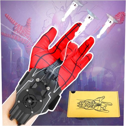 Lhrisex Spider Web Shooters String Shooters and Dart Launcher Toy Spider Silk Launcher Wrist Toy for Kids，Spider Gloves with Web-Shooters Superhero Role-Play