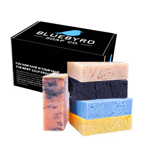 Bluebyrd Soap Co. BLUEBYRD Soap - Men's Variety Pack Bourbon Soap Bars | Natural Skin Care, Handmade, Cold Process, Organic | Masculine Fragrance- Bourbon Oak, Citrus IPA Beer, Sandalwood Whiskey, Charcoal (Bourbon)