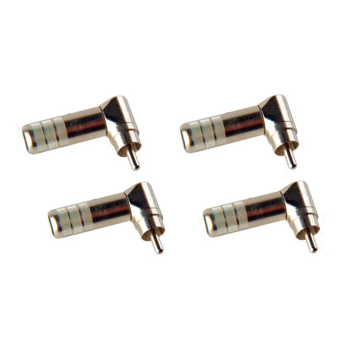Switchcraft (4 Pack) 3502RA Right Angle 90° Nickel Phono RCA Plugs, Solder Terminals