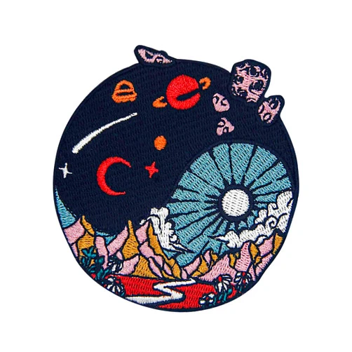 Ying Yang Space Planet Patch Embroidered Applique Badge Iron On Sew On Emblem