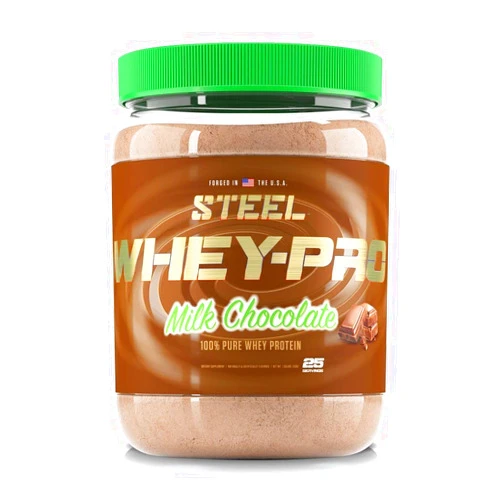 Steel Supplements Whey-Pro | 100% Pure Whey Protein Powder for Men and Women | Milk Chocolate | Muscle Gain & Lean Muscle Recovery | Gluten Free | 1.65 lbs | BCAA 5g | Non-GMO | 25 Servings