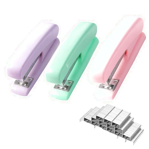 Akebrog Office Stapler Set - Stapler for Staples Mini Stapler with Standard Staples for School, Office, Travel (Three Color)