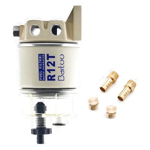 BARTOO R12T Fuel Water Separator Marine,10 Micron Fuel Filter Marine Parts Replace S3240 120AT NPT ZG1/4-19 Fit 3/8-inch NPT Outboard Motor