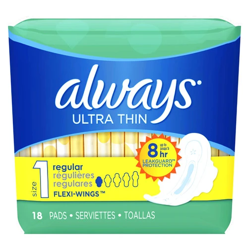 Always Ultra Thin Regular Pads With Wings, Multi, Size 1 , unscented, 18 Count