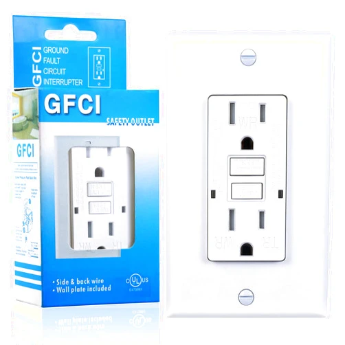 3GRACE 15 Amp GFCI Outlet, Tamper-Resistant, Weather Resistant Receptacle Indoor or Outdoor Use, LED Indicator with Decor Wall Plates and Screws，UL Listed, White (1 Pack)