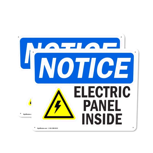 SignMission (2 Pack) Electric Panel Inside OSHA Notice Sign 10 Inch X 7 Inch Indoor/Outdoor Rust-Free Aluminum Metal Signs for Workplace, Workshop, and Construction Site, Made in the USA