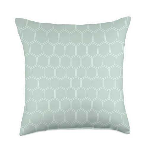 Patterns by M.Kokolo Honeycomb Hexagon Pattern | Dusty Sage Green Throw Pillow, 18x18, Multicolor