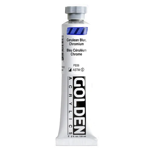 Golden Artist Colors Heavy Body Acrylics by GOLDEN, Cerulean Blue Chromium, 2 fl. oz. Tube, Professional Acrylic Paint, Semi-Opaque
