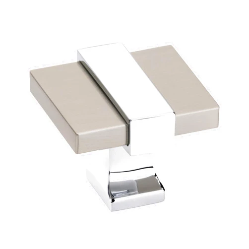 Amerock | Cabinet Knob | Satin Nickel/Polished Chrome | 1-3/8 inch (35 mm) Length | Overton | 1 Pack | Drawer Knob | Cabinet Hardware