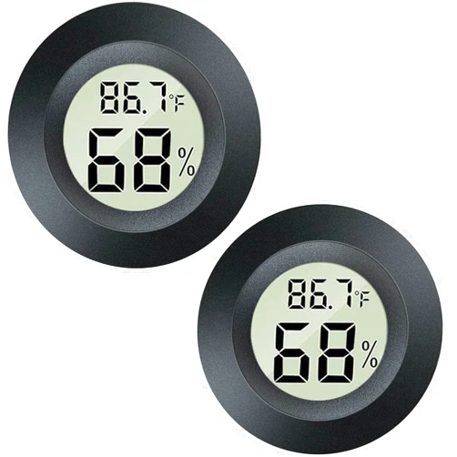 MEGGSI 2 Pack Mini Digital Hygrometer Gauge Indoor Thermometer, LCD Monitor Temperature Outdoor Humidity Meter for Greenhouse Jars Incubators Guitar Case, Fahrenheit (℉) or Celsius(℃)