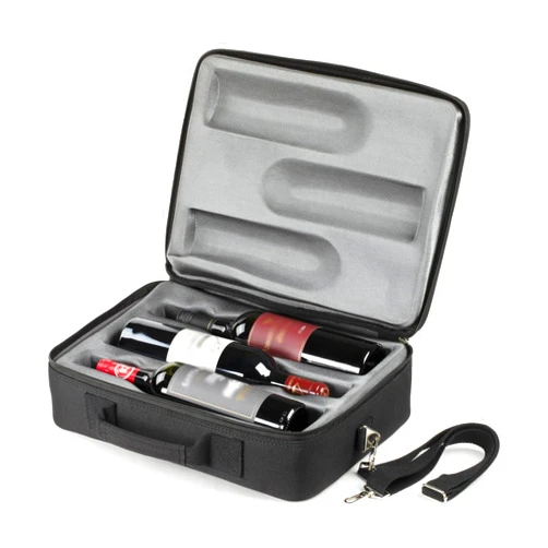 OenoTourer Bag Carrying 3 Bottles of Wine for Travel. Wine Bottles Are UNBREAKABLE When Wine Carrier Bag Is Dropped from Up To 6 Feet. Black Color.