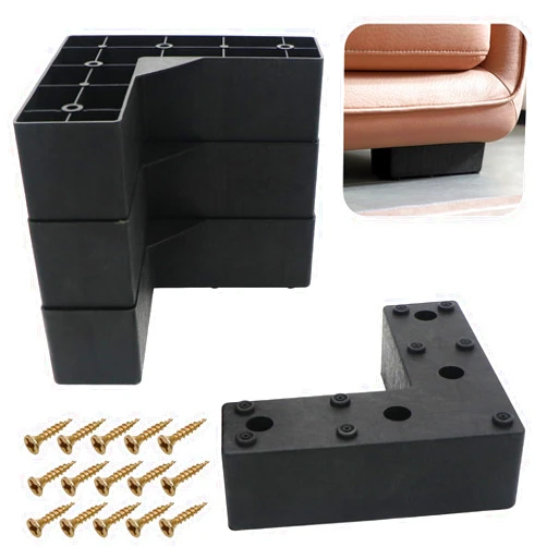 RUENXG 4-Pack L-Shaped Metal Furniture Legs 1.96