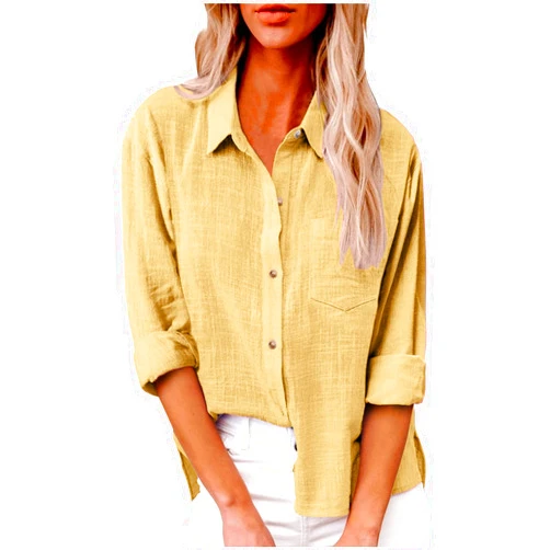 Ceboyel Women Cotton Linen Summer Tops Button Down Shirts Dressy Causal Long Sleeve Gauze Blouses Trendy Boho Clothes 2024
