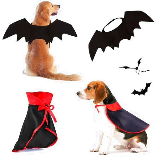 LKEX Halloween Large Dog Costume, Pet Bat Wings & Vampire Cloak, 2 Pack, Dog Funny Holiday Clothes for Bloody Zombie Cosplay Party
