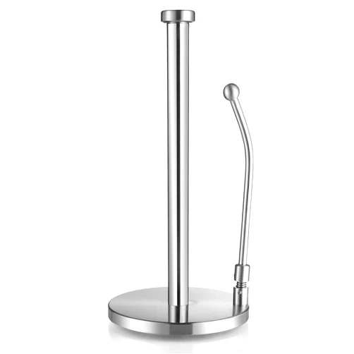 Sagler Stainless Steel Paper Towel Holder - Standing Paper Towel Dispenser with Adjustable Spring Arm & Weighted Base for Kitchen, Bathroom, Bedroom - Fits Standard, Large, Jumbo Size Paper Towel Roll Sagler