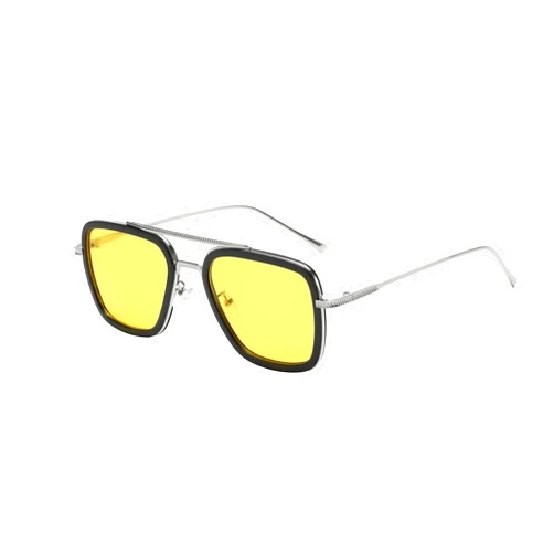 OWL Tony Stark Square Aviator Sunglasses Metal Frame Iron Man Vintage Glasses Spider Man Eyeglasses for Men