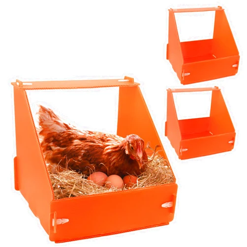 Touri 3 Pack Durable Chicken Nesting Boxes for Laying Eggs for Hens Ducks and Poultry, Orange